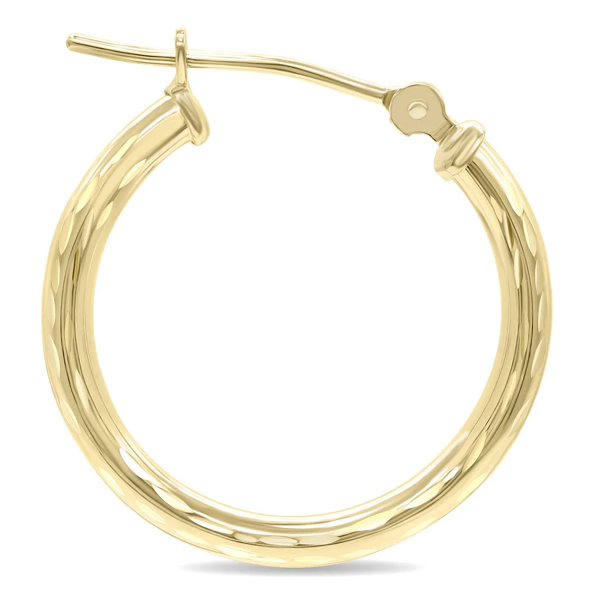 10K Yellow Gold Shiny Diamond Cut Engraved Hoop Earrings (20mm)