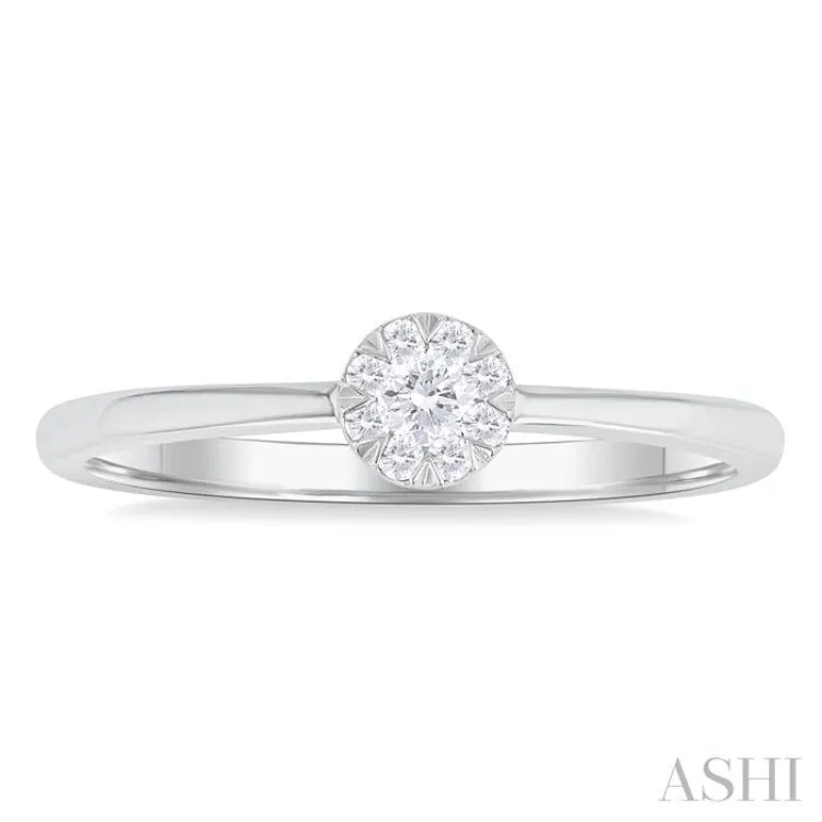 1/10 Ctw Lovebright Petite Round Shape Round Cut Diamond Fashion Ring in 10K White Gold