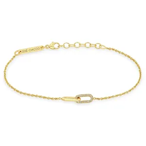 14k Gold & Pavé Diamond Double Link Bracelet