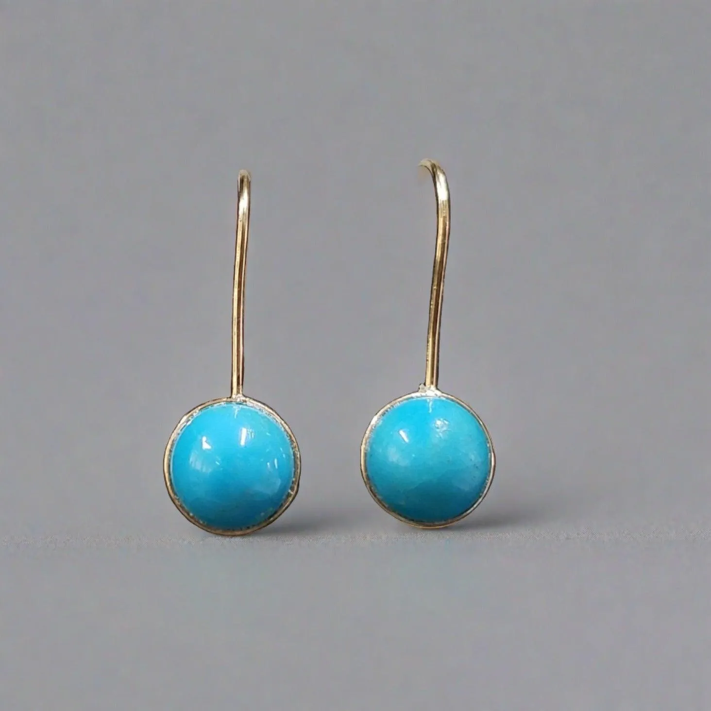 14k Gold Arizona Turquoise Everyday Earrings Gold