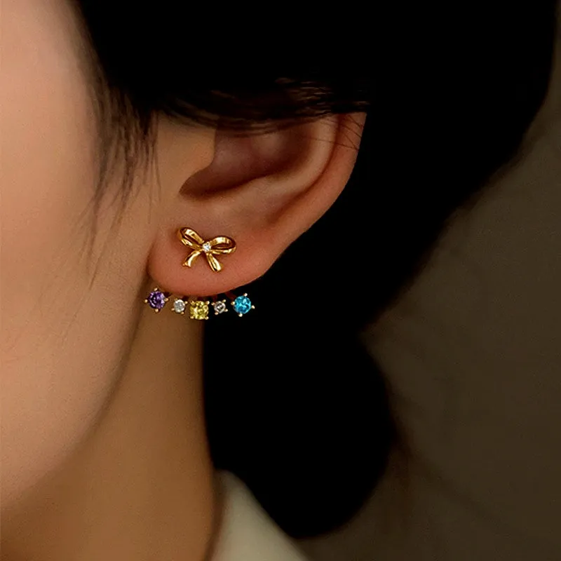 14K Gold-plated Elegant Colorful Bow Earrings