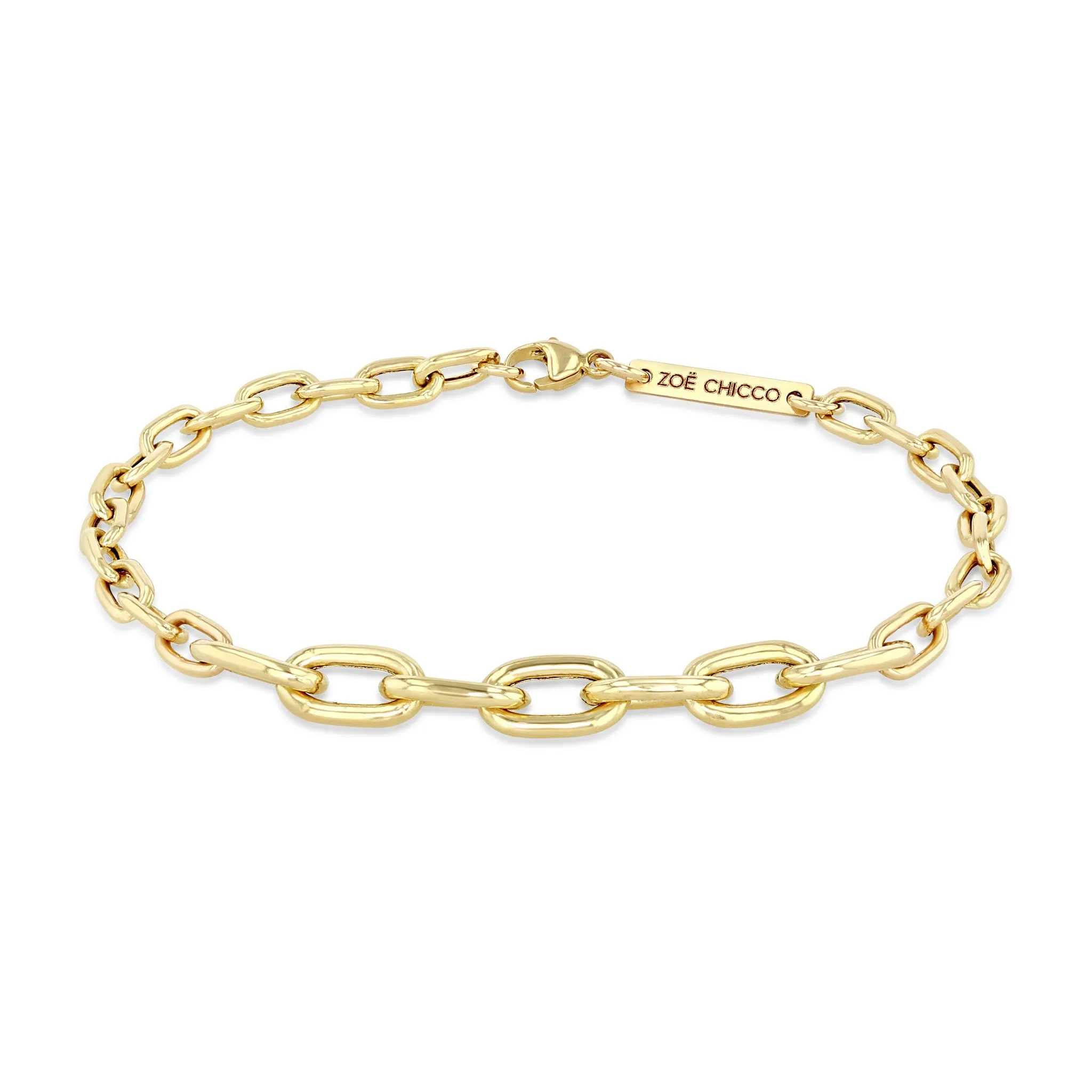 14k Mixed Medium & XL Square Oval Link Chain Bracelet