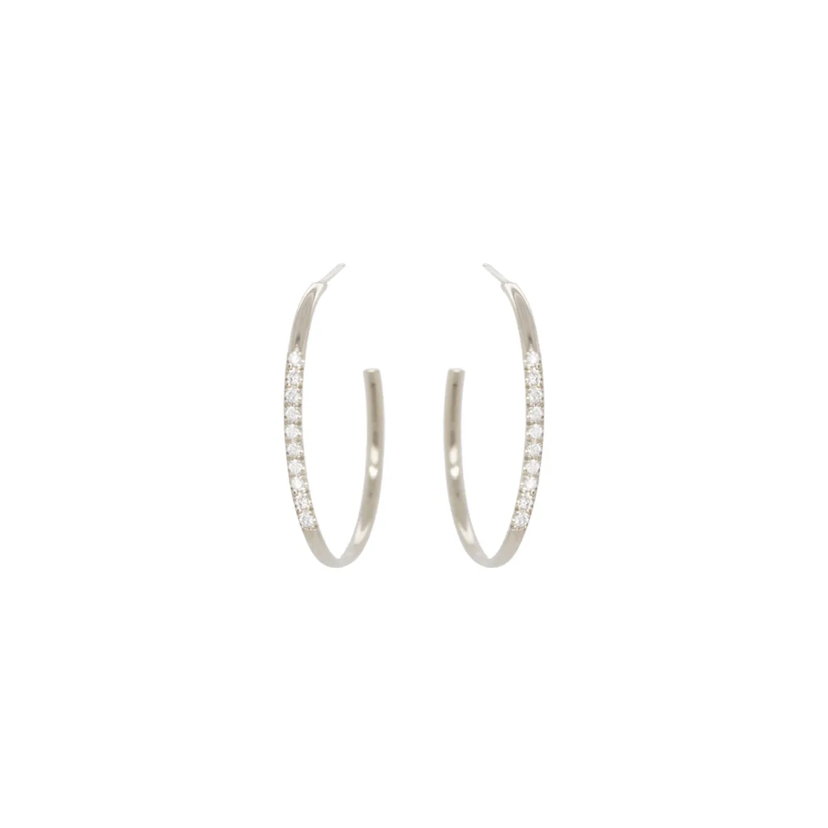 14k Pavé Diamond Front Medium Hoops