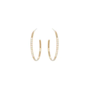 14k Pavé Diamond Front Medium Hoops