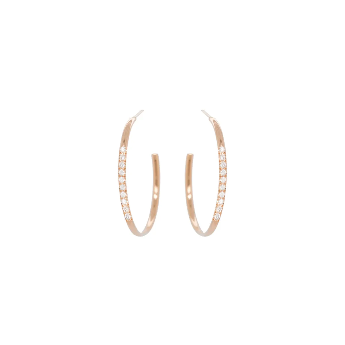 14k Pavé Diamond Front Medium Hoops