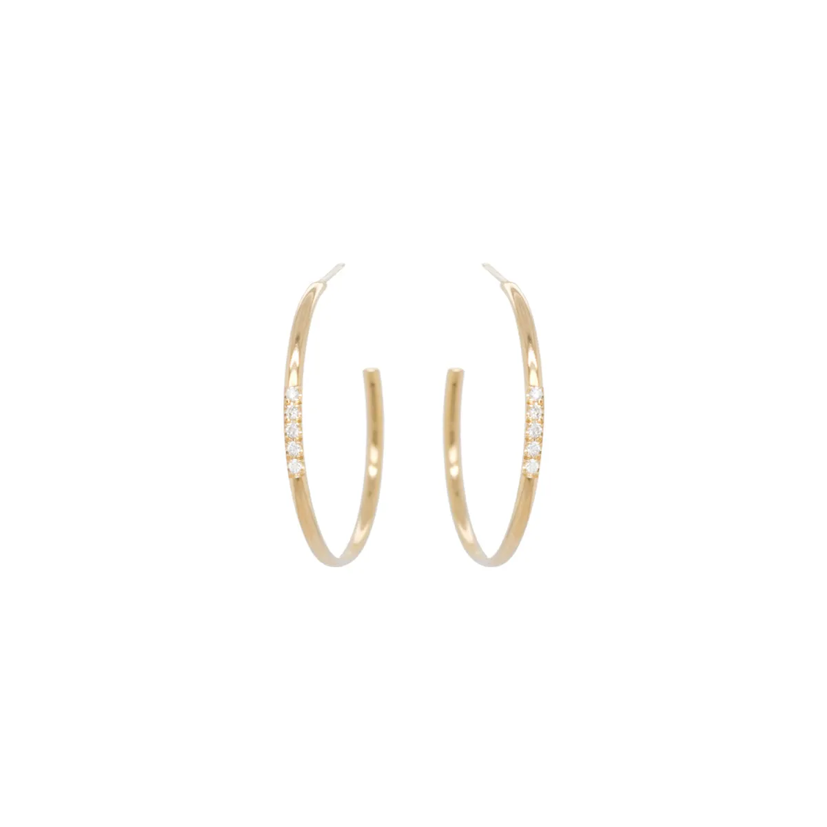 14k Pavé Diamond Front Medium Hoops