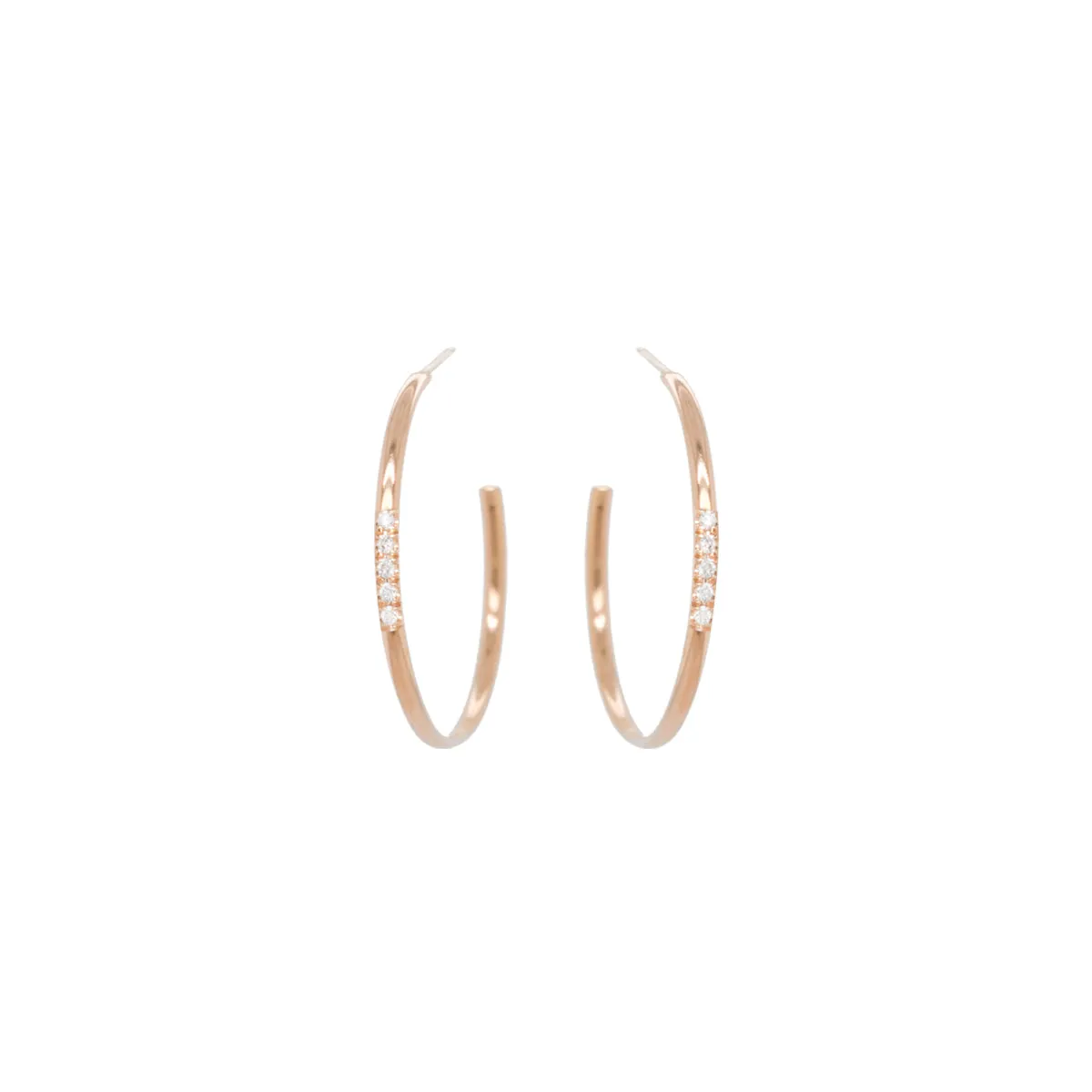 14k Pavé Diamond Front Medium Hoops