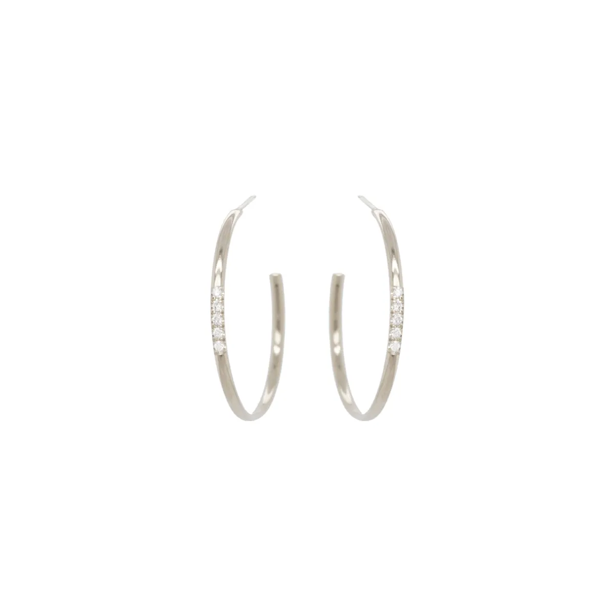 14k Pavé Diamond Front Medium Hoops