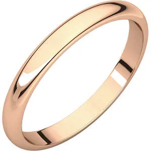 14K Rose 2.5mm Half Round Band