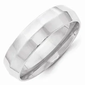 14k White Gold 6mm Knife Edge Comfort Fit Wedding Band Ring