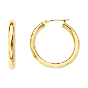 14K Yellow Gold 2MM Shiny Round Tube Hoop Earrings