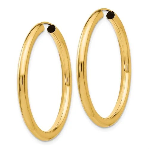 14k Yellow Gold Endless Tube Hoop Earrings