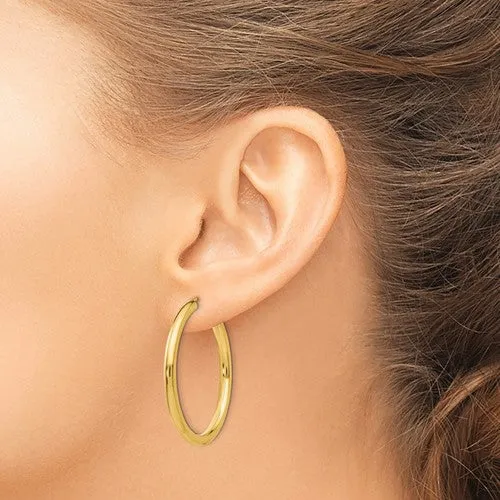 14k Yellow Gold Endless Tube Hoop Earrings