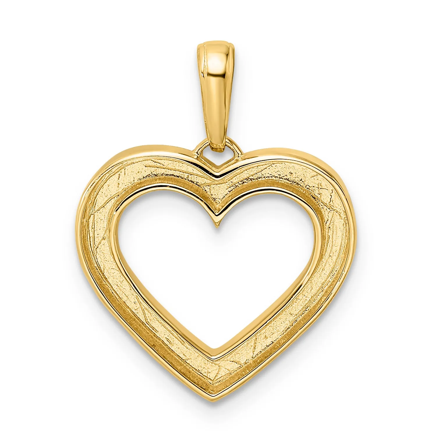 14k Yellow Gold White Rhodium D.C Fancy Heart Pendant