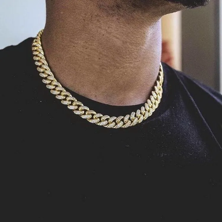 15mm Iced Out Miami Cuban Chain - Gold