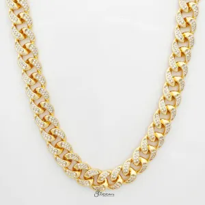 15mm Iced Out Miami Cuban Chain - Gold