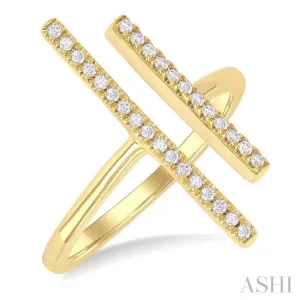 1/6 Ctw Open Double Bar Round Cut Diamond Fashion Ring in 10K Yellow Gold