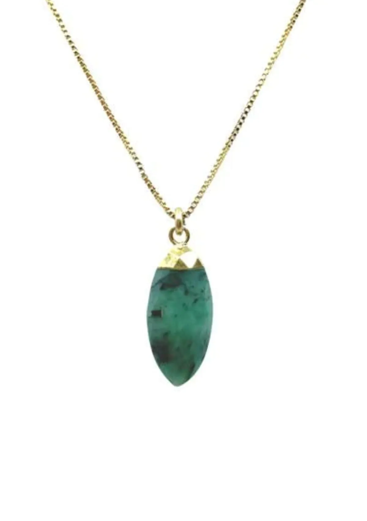 17 x 8 mm Marquis Cut Raw Emerald on 18K Gold-Fill Chain Necklace