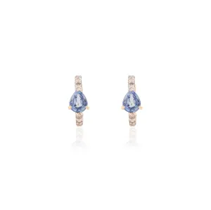 18K Blue Sapphire Diamond Helix Cuff Earrings