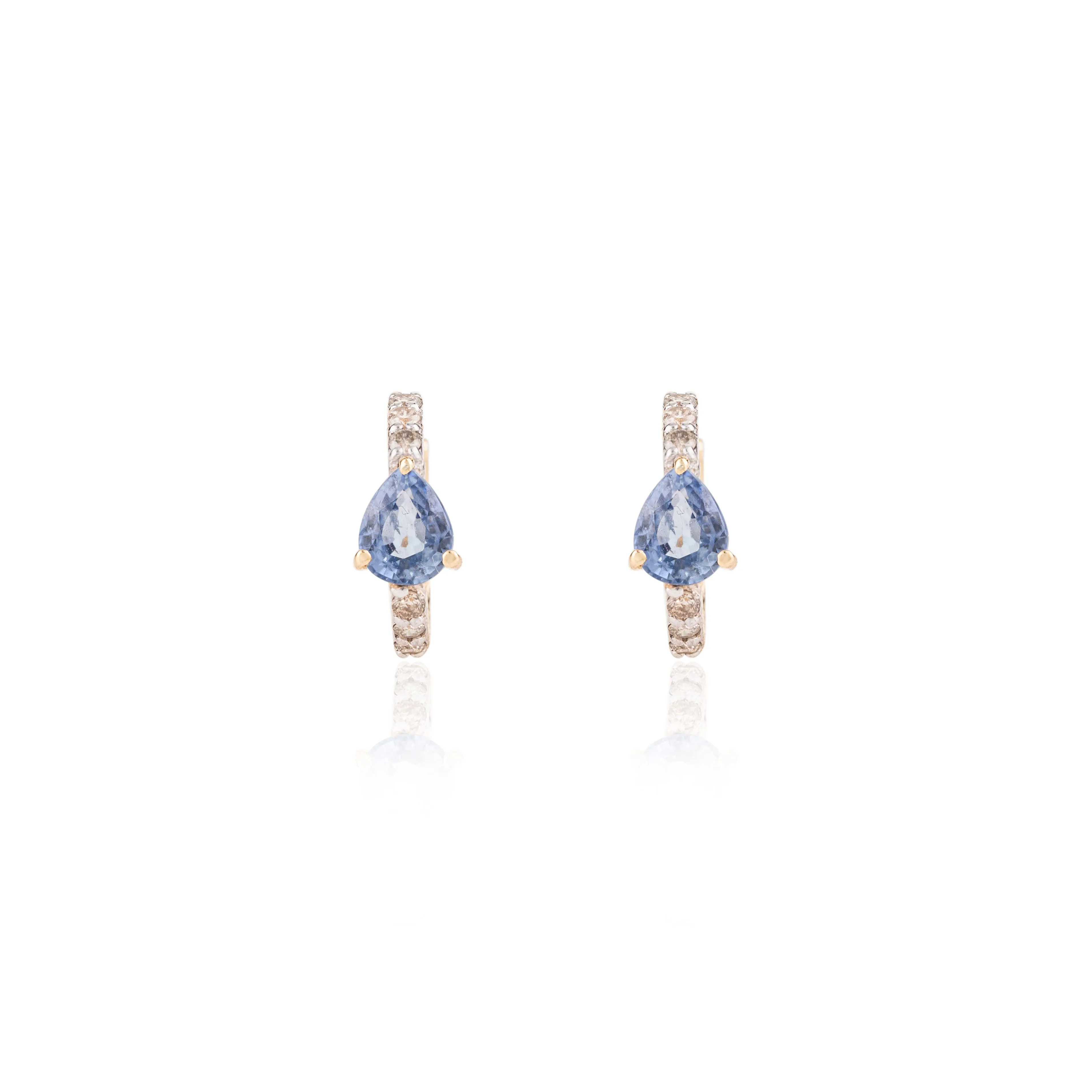 18K Blue Sapphire Diamond Helix Cuff Earrings