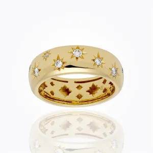 18K Cosmos Band Ring with diamond