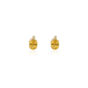 18K Gold White Gold Sapphire Oval Studs