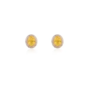 18K Gold Yellow Sapphire Oval Studs