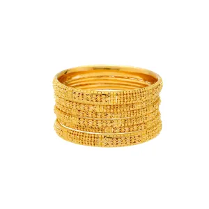 22K Yellow Gold Bangle Set of 6 (81gm)