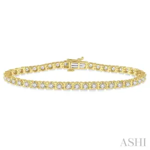 3 ctw Round Cut Diamond Tennis Tulip Bracelet in 14K Yellow Gold