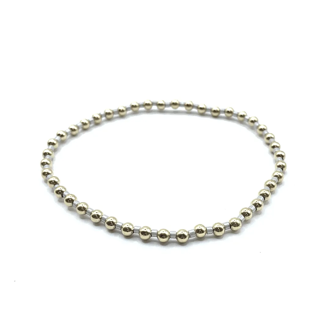 3mm Color Crush Newport SILVER & Gold Waterproof Bracelet 7"