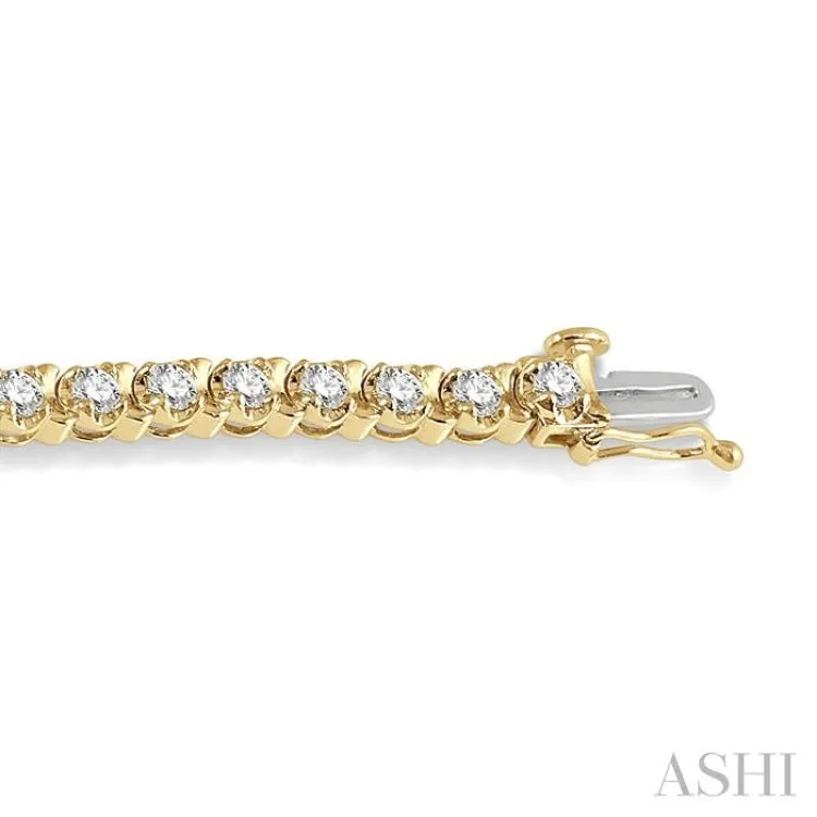 4 ctw Round Cut Diamond Tennis Tulip Bracelet in 14K Yellow Gold