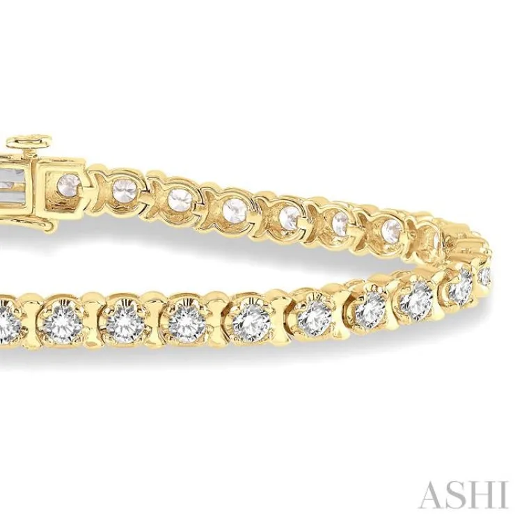 4 ctw Round Cut Diamond Tennis Tulip Bracelet in 14K Yellow Gold