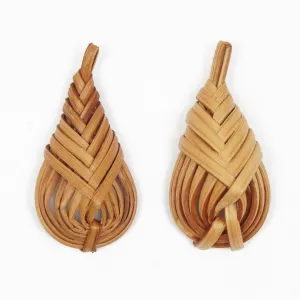 6pcs Natural Rattan Earring Pendant Chinese Knot Wooden Straw Charms Handwoven Findings Jewelry Making 10394552