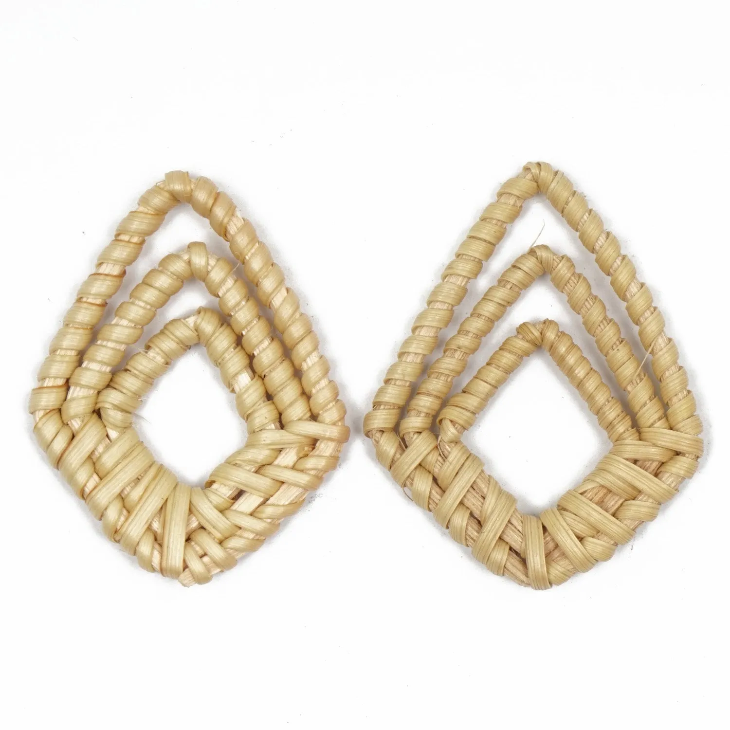 6pcs Natural Rattan Earring Pendant Geometric Shape Wooden Straw Charms Handwoven Findings Jewelry Making 103942