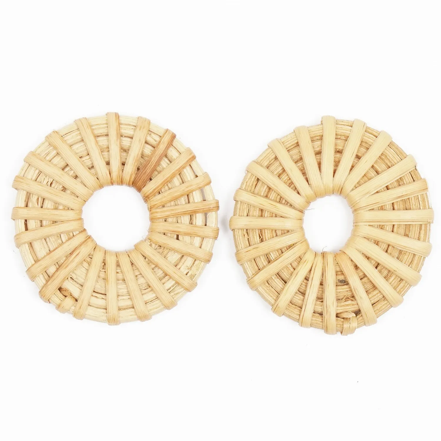 6pcs Natural Rattan Earring Pendant Geometric Shape Wooden Straw Charms Handwoven Findings Jewelry Making 103942