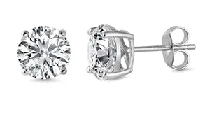 925 Sterling Silver CZ Stud Earrings - 10mm AAAA 