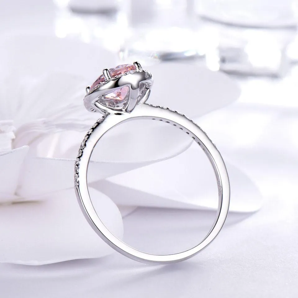 925 Sterling Silver Oval Classic Pink Created Sapphire Rings