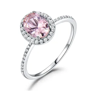 925 Sterling Silver Oval Classic Pink Created Sapphire Rings