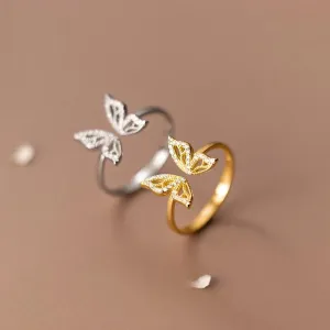 925 Sterling Silver Sweet Zircon Butterfly - Finger Rings Charm Jewelry RCJNN58