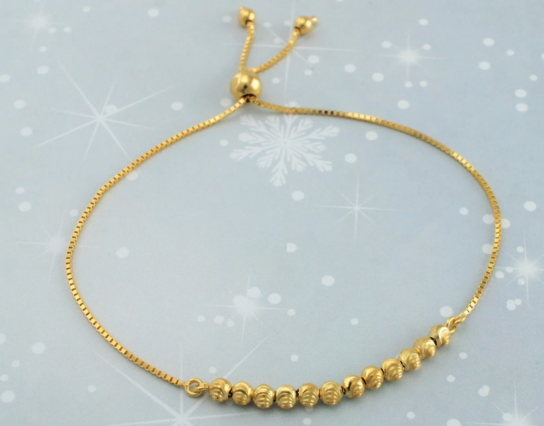 9ct Yellow Gold Ball & Chain Adjustable Bracelet