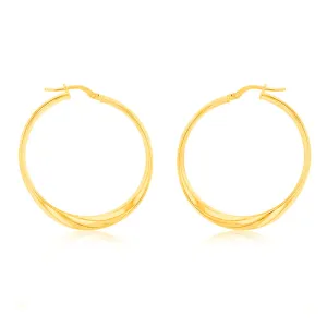 9ct Yellow Gold Silverfilled Fancy 30mm Hoop Earrings