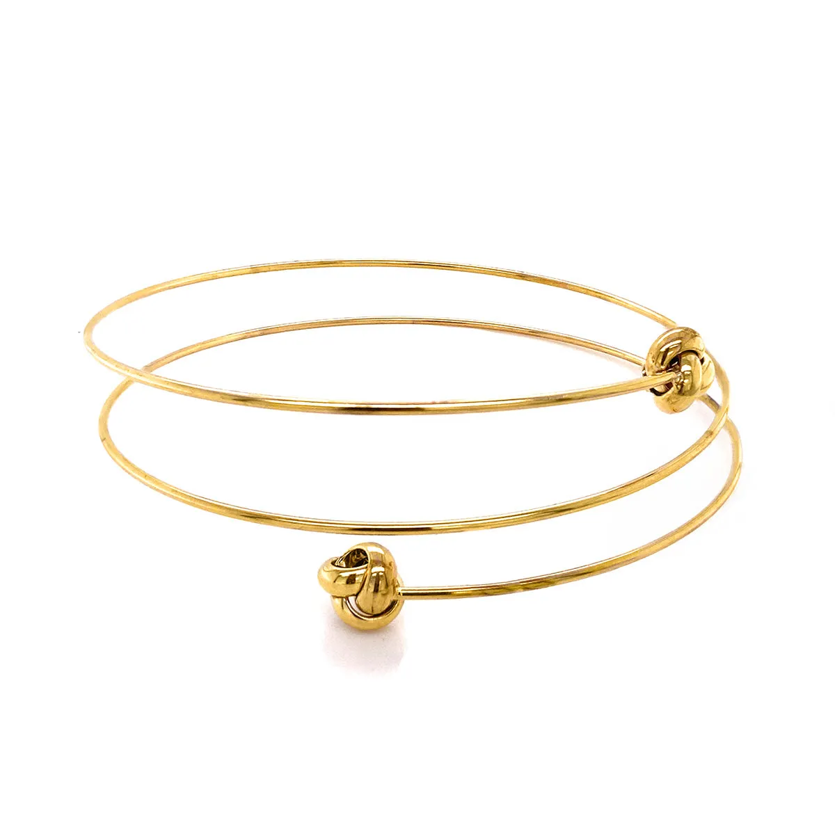 9K Yellow Gold 7mm Knots Spiral Bangle