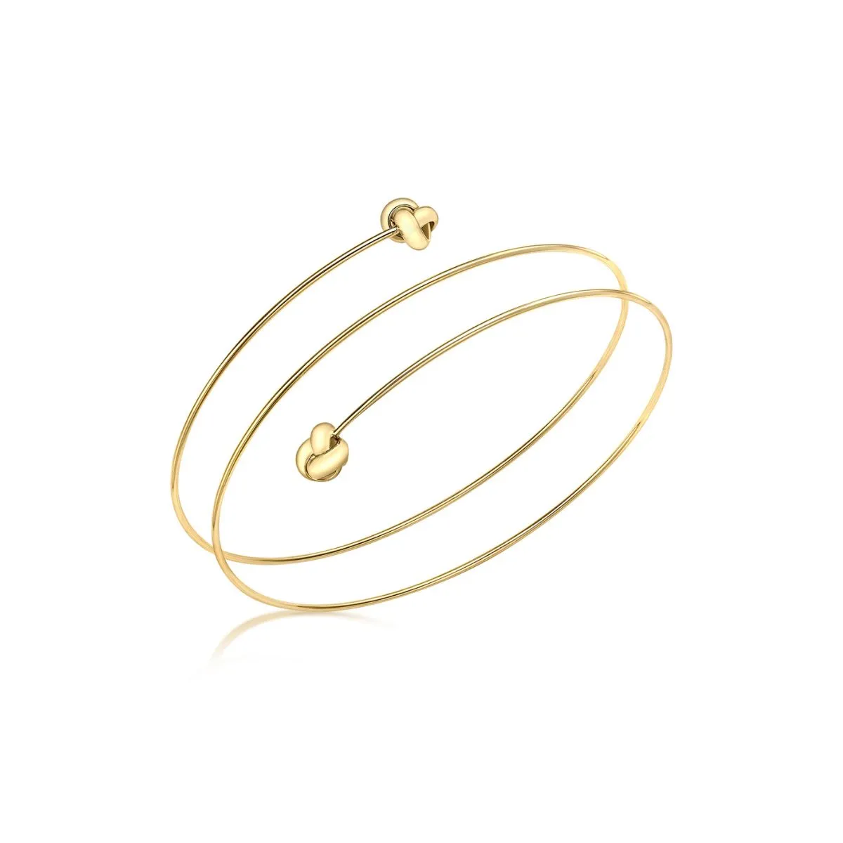 9K Yellow Gold 7mm Knots Spiral Bangle