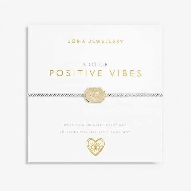 A Little Positive Vibes Silver Gold Plated 17.5cm Bracelet 7013