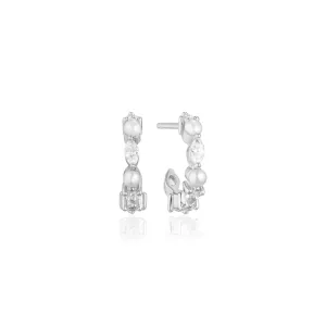 Adria Creolo Piccolo Silver Hoops w. White Zirconias & Pearls