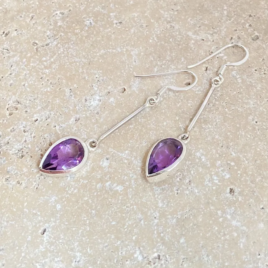 Amethyst Teardrop Earrings - Anika