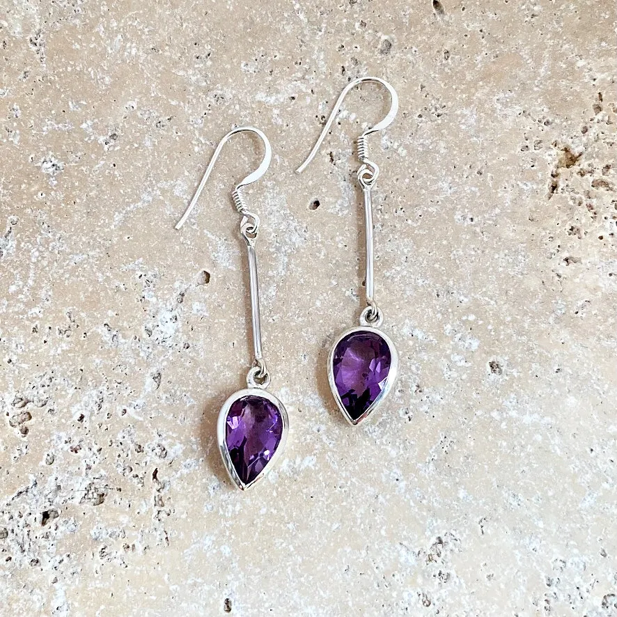 Amethyst Teardrop Earrings - Anika