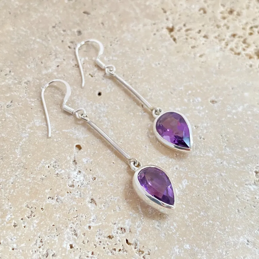 Amethyst Teardrop Earrings - Anika