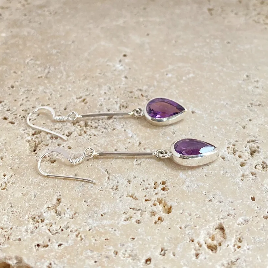 Amethyst Teardrop Earrings - Anika