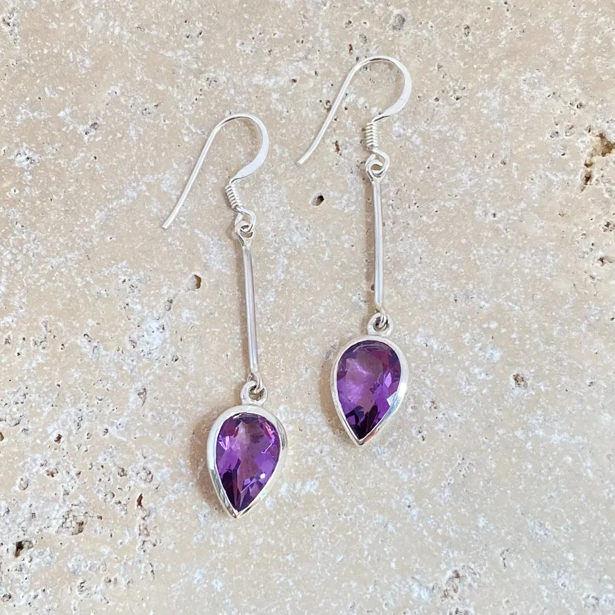 Amethyst Teardrop Earrings - Anika